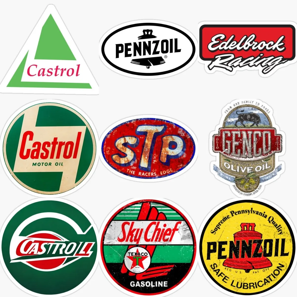

Texaco Castrol Motor Oil Creative Badge Stickers Laptop Camper Van Bicycle Car Motorcycle Truck Off-road Racing Decal Assecories
