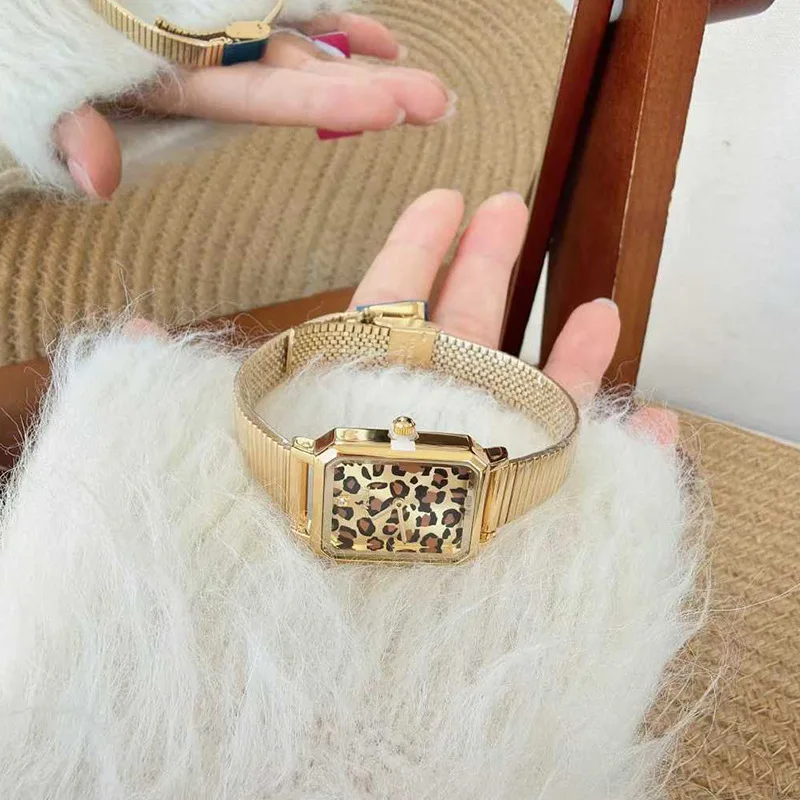 2026 New Arrival Leopard Print Retro Women'S Watch Rectangular High-End Women'S Quartz Fashion Women'S Gift Silver Gold Watch