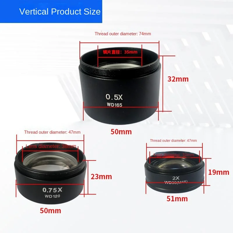 

Stereo Microscope Double Zoom Objective 0.5x 0.75x 1.5x 2 Times Microscope Objective