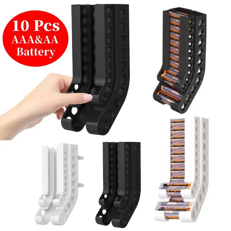 Battery Storage Organizer AA&AAA Combo Small Battery Keeper Wall Holder Battery Dispenser Container for 10Pcs AAA & AA Batteries