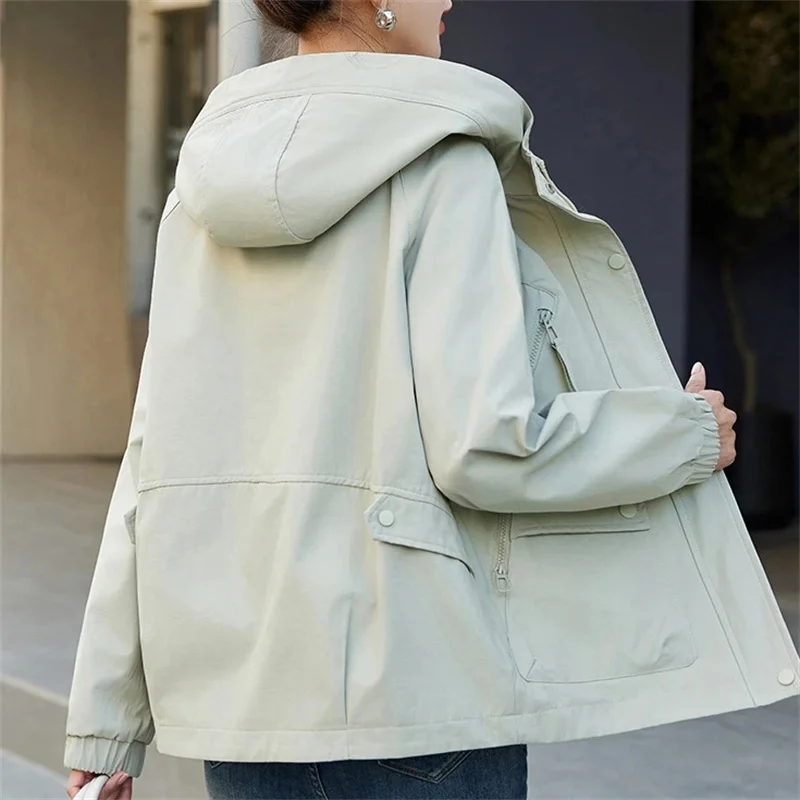 WLF Damen-Freizeitjacke 2025, Frühling und Herbst, neuer Stil, lockerer amerikanischer Retro-Kurz-Windbreaker, lockeres Jacken-Oberteil für Pendler