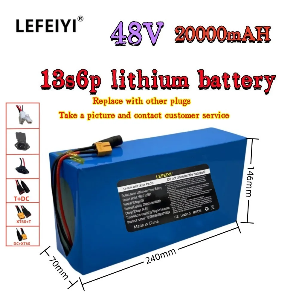 48V 20ah 13 s6p 20000mAh 2000W akumulator do skutera elektrycznego, rower, akumulator na wózku inwalidzkim