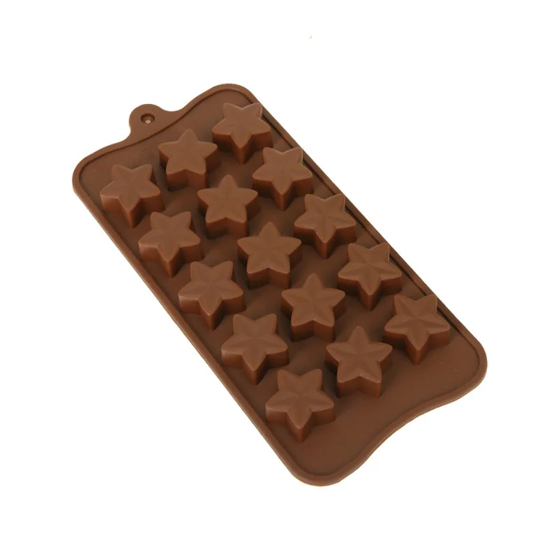 Molde de silicona para Chocolate con 15 agujeros, bandeja para cubitos de hielo, rosa, corazón de Pascua, cáscara de huevo, estrella de cinco puntas