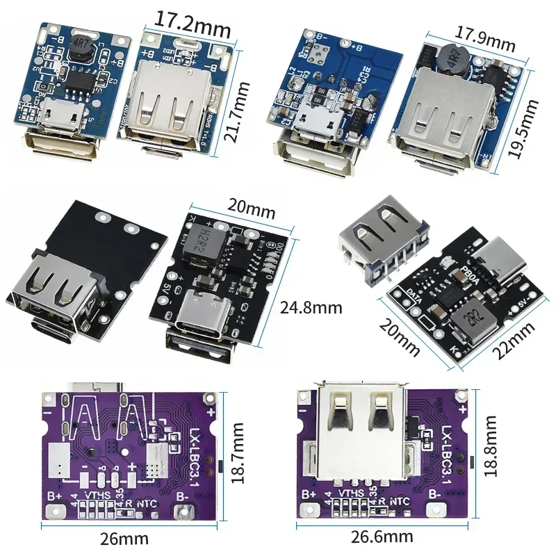 Imagem -02 - Módulo de Potência Step-up do Conversor de Impulso Acessórios para Banco de Potência Móvel com Proteção tipo c Micro Usb 5v 1a 2a a