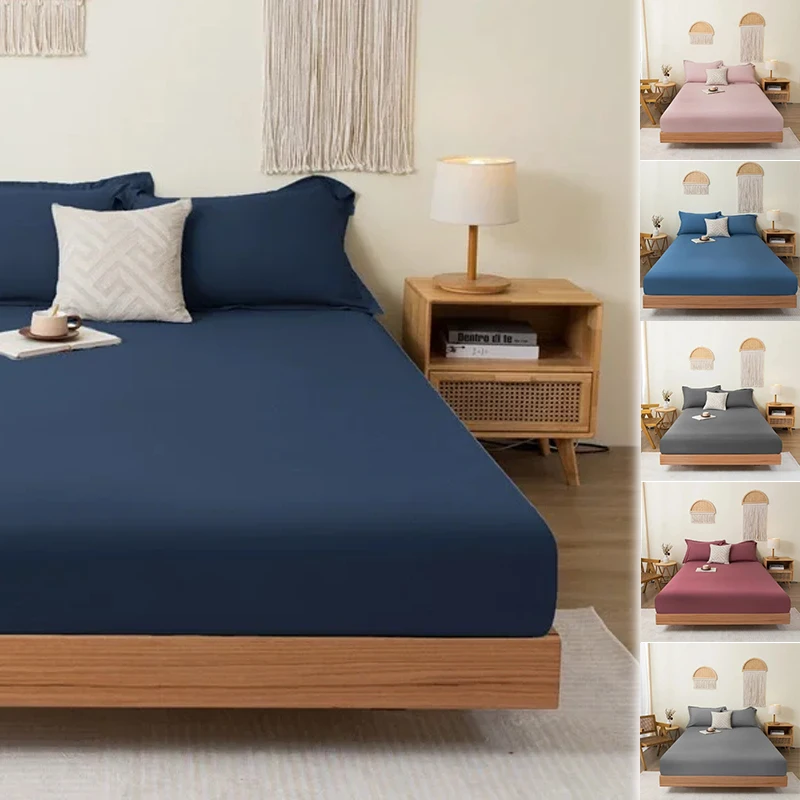 

1 шт. Наматрасник с глубокими карманами на резинке - мягкий, устойчивый к сминанию, однотонный, для кроватей King, Queen, Full