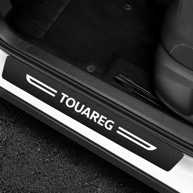 Car Decals for VW Touareg Logo Door Threshold Protective Anti Scratch Stickers Trunk Doorsill Bumper Strips Decor