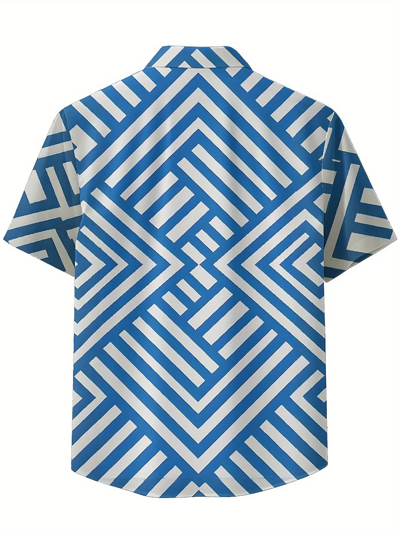 Kemeja Hawaii Ukuran Besar Pria Pola Labirin Geometris, Atasan Fashion Musim Panas Baru, Pakaian Jalanan Hip Hop Rock