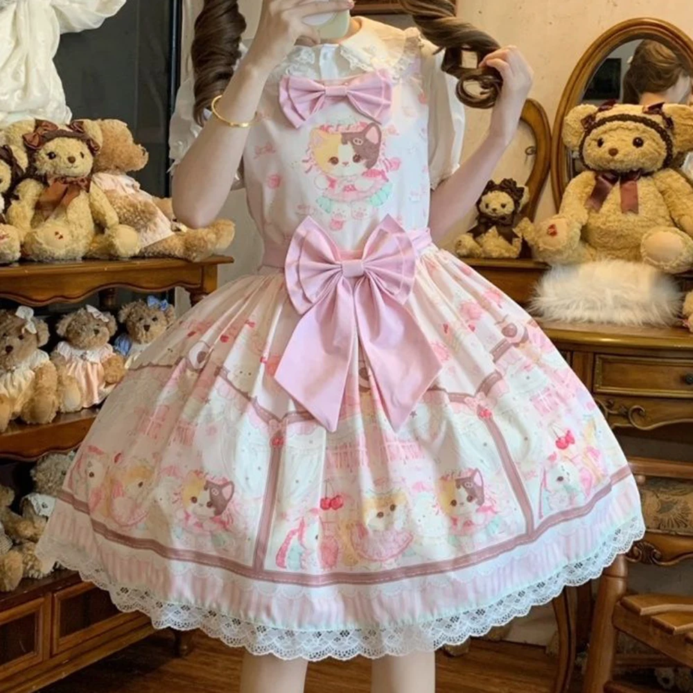 

Sweet Fruit Meow Lolita [Sweet Fruit Cat] Original Lolita Sweet and Cute Wind summer dress women vestidos de verano mujer 2026