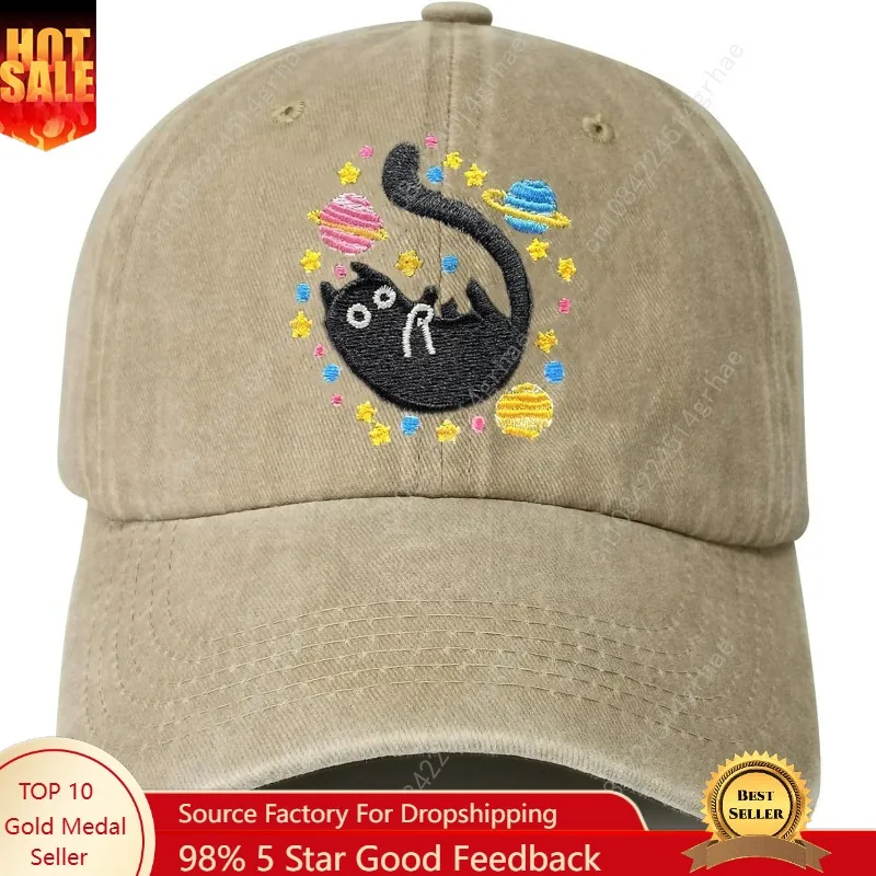 

Black Cat Hat,Ragdoll Cat Embroidered Adjustable Cotton Baseball Cap for Men Women,Gifts for Cat Lovers