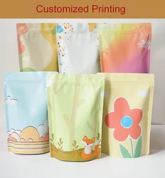 Craft Paper Bag Customized Printing Logo Various designs, Colorful Standing Bags,For Tea Coffee Nut Gifts,Party