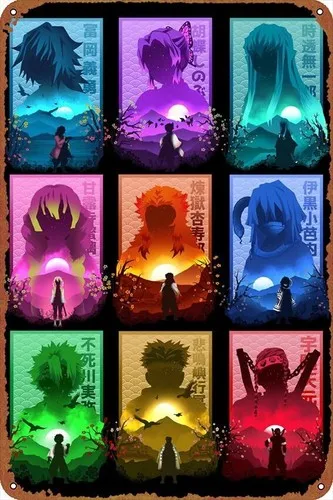 Alle Hashira Anime-Poster, Vintage-Blechschilder, einzigartige Metall-Wanddekoration