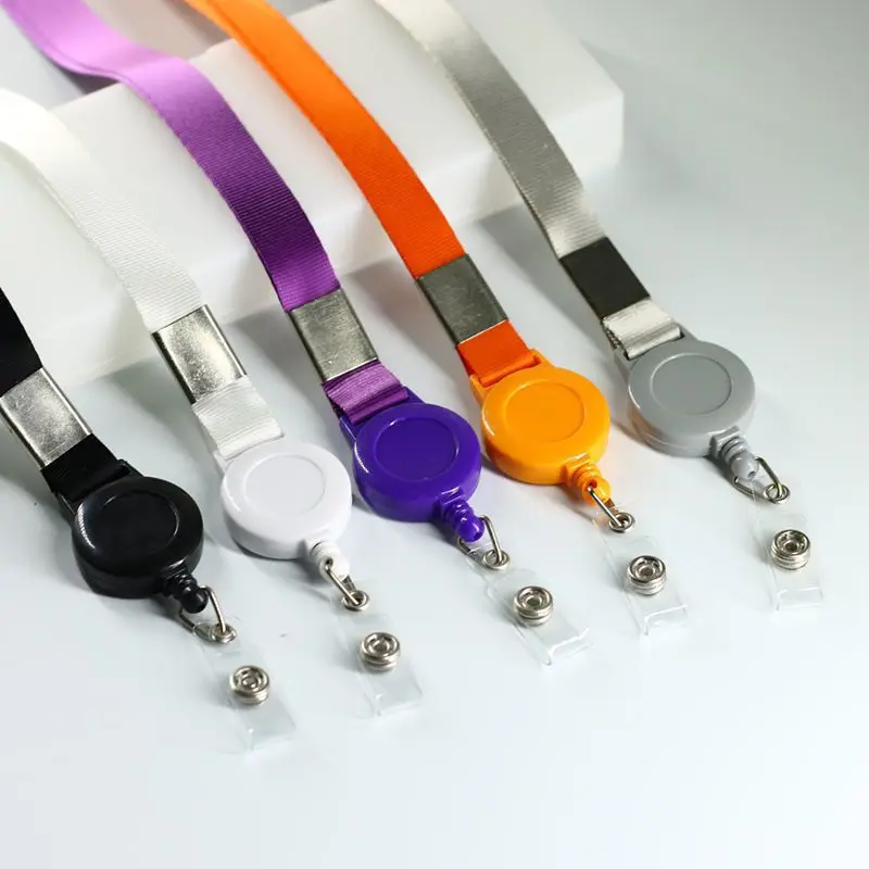 Retractable Lanyard with Badge Reel Neck Strap for ID Card Cellphone Hanging Key Employee's Staff Work Card Rope Strap Fold 46cm