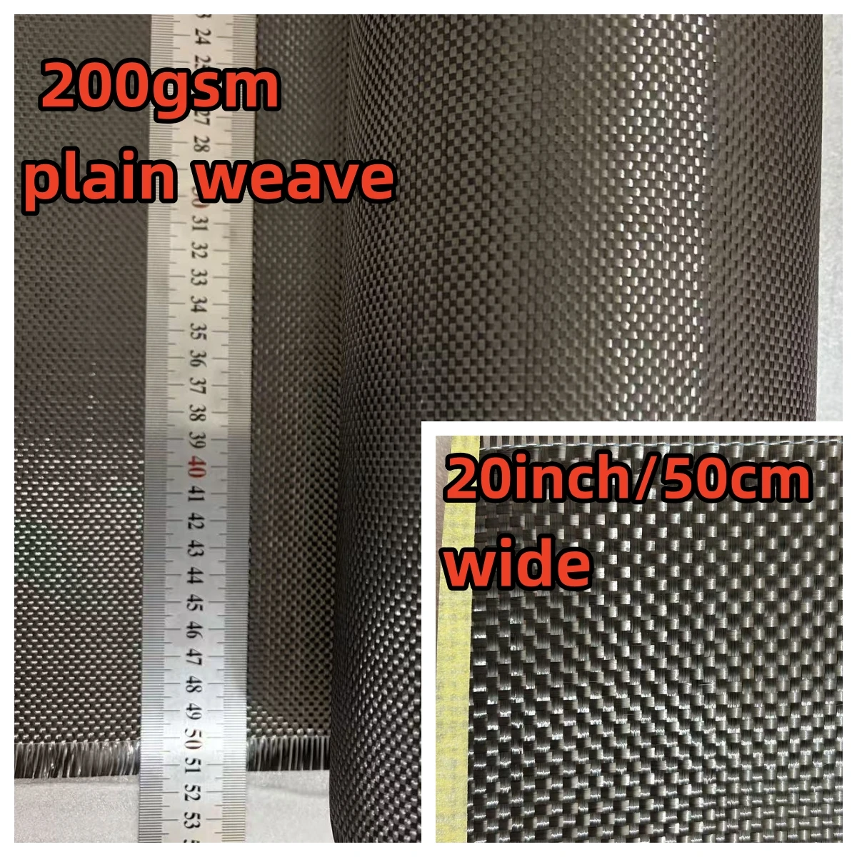 

[Grade A] Real Carbon Fiber Cloth Carbon Fabric 3K 200gsm 2x2 plain 20"/50cm width,Used for bicycle,motorcycle,fishing rods，car.