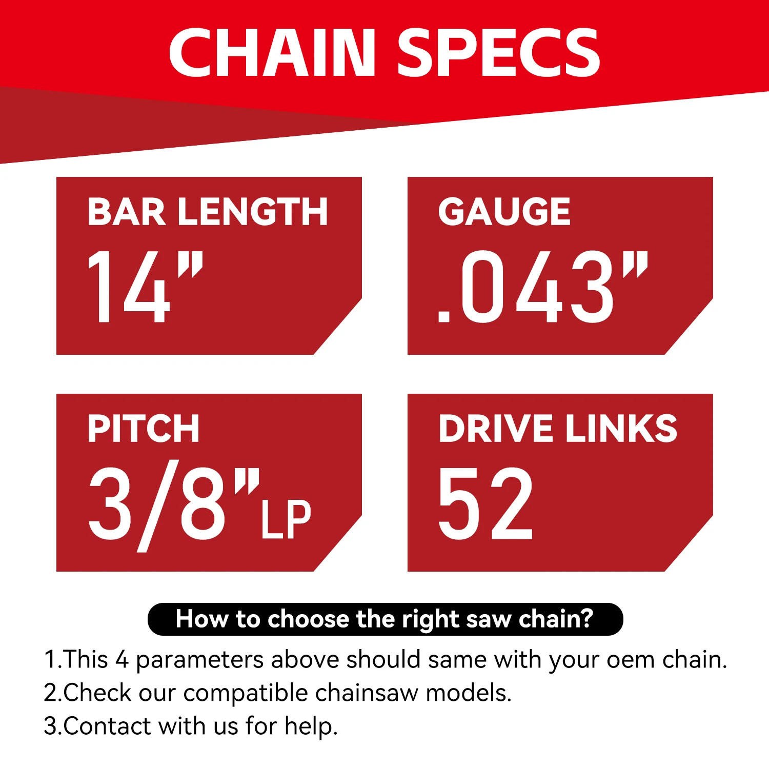سلسلة منشار MRFARZ مكونة من 4 قطع مقاس 14 بوصة 3/8 بوصة LP Pitch.043 بوصة مقاس 52 وصلات محرك R52 تناسب EGO CS1400/1401، Makita XCU03، Worx WG384 #2