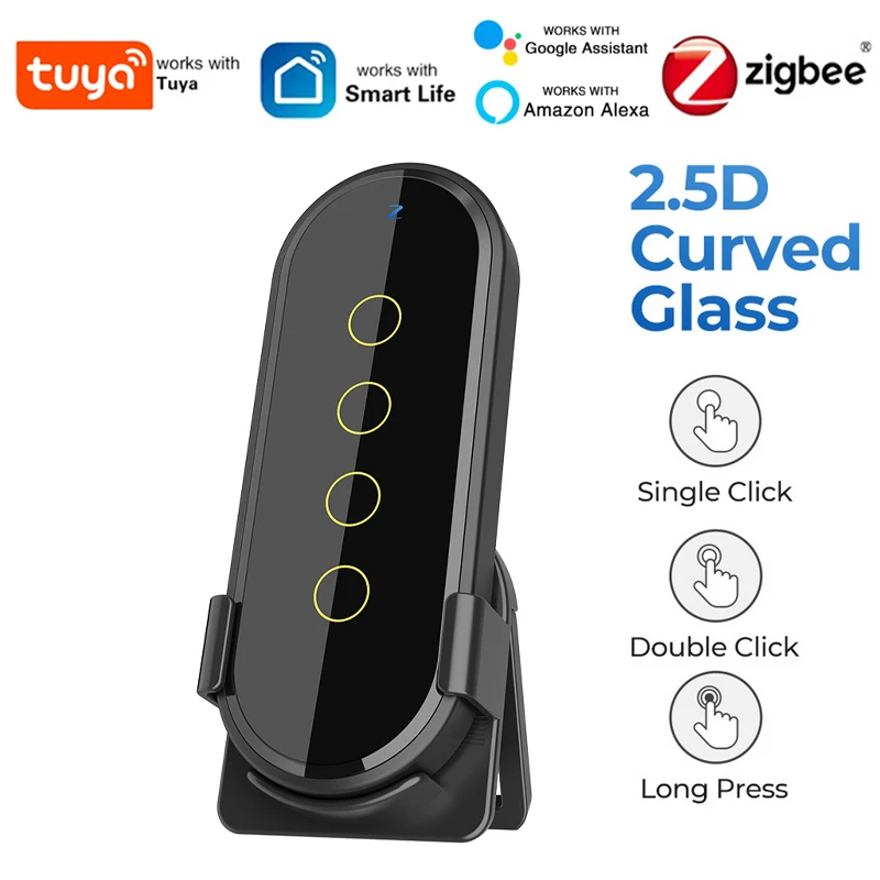 

Tuya ZigBee Wireless Smart Scene Switch Smart Home Light 4 Gang 12 Scene Touch Light Switch Remote Control Tuya / Smart Life App
