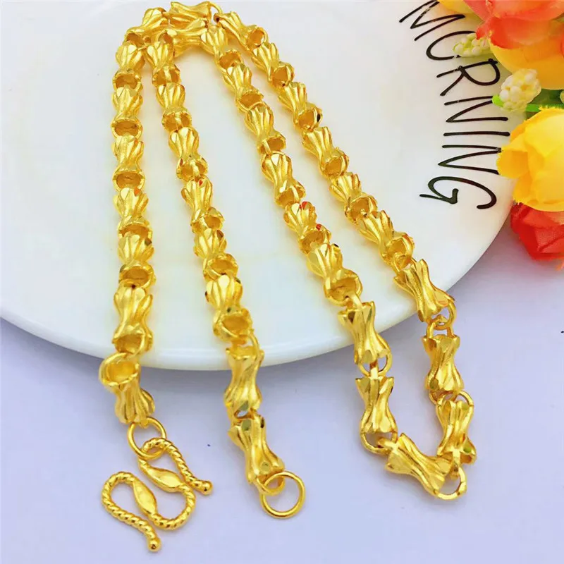 

Men's Bone Bamboo Joint Pendant 18k Gold Color Smooth Necklace Chain for Wedding Engagement Anniversary Jewelry Gifts