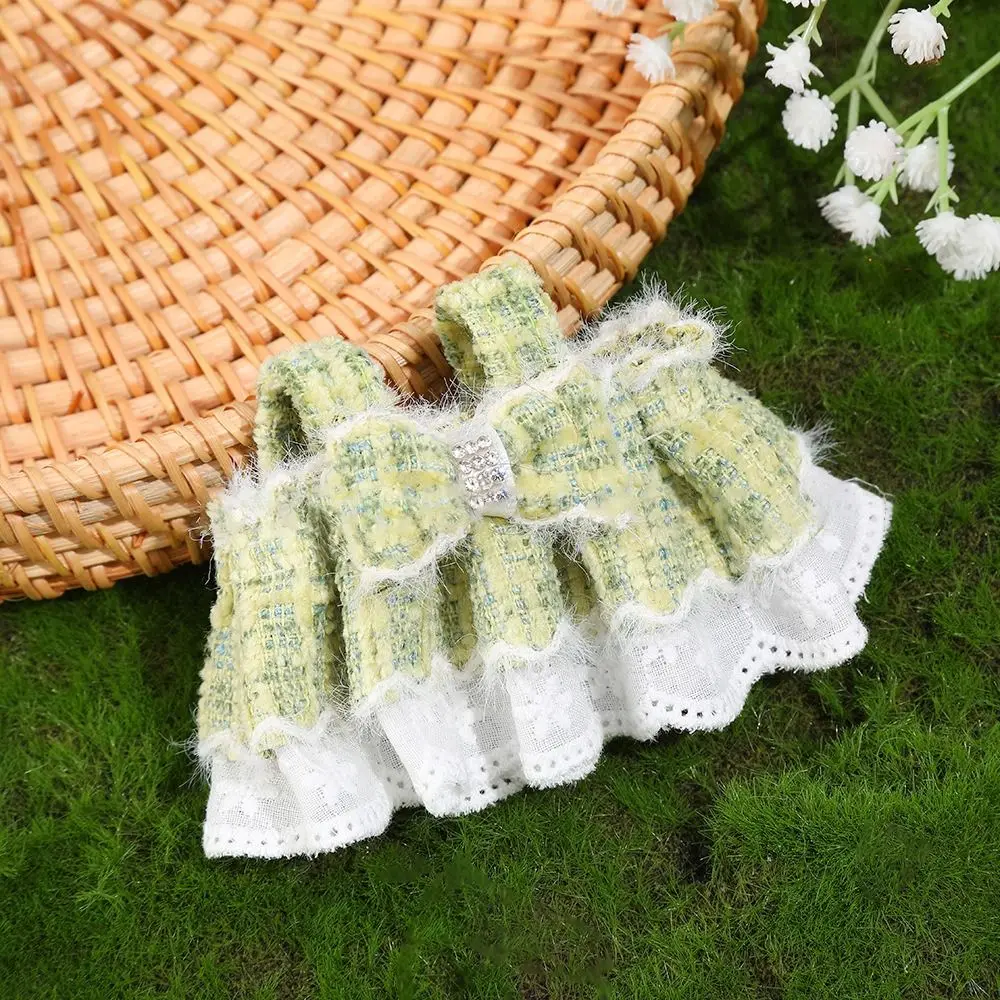 Fashion Cute Plaid Dress Clothing DIY Dressing Game Doll Accessories Retro Bilateral Bow Lace Dress for 10-15cm Cotton Doll