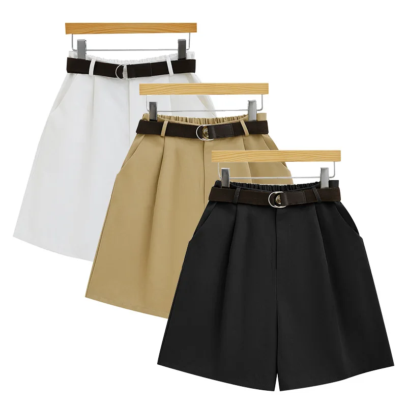 Plus Size Summer Cotton Shorts for Women 4XL - 8XL High Waist Loose Solid Oversized Casual for Office Lady White Khaki Black