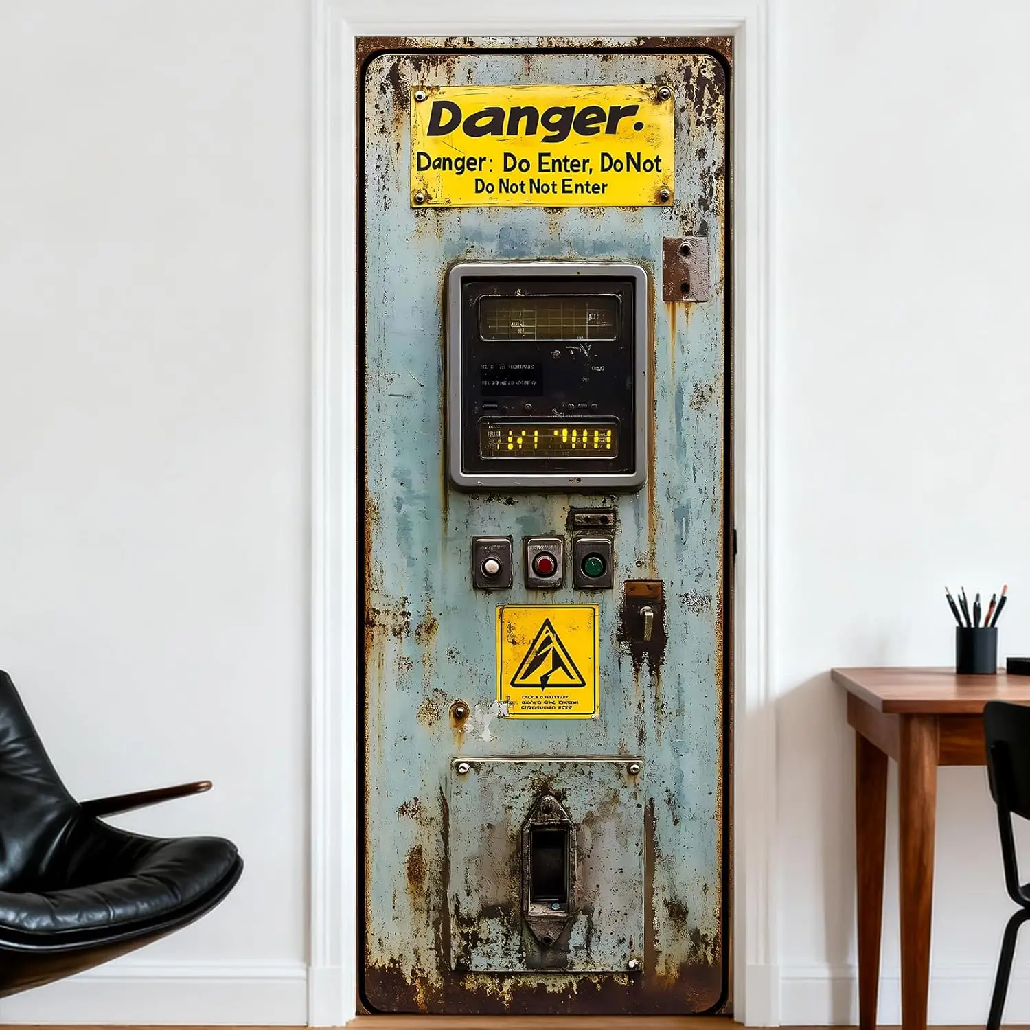 

Rustic Danger Sign Door Sticker Peel and Stick Vinyl Decal Removable Self-Adhesive for Home Bedroom Living Room Decor