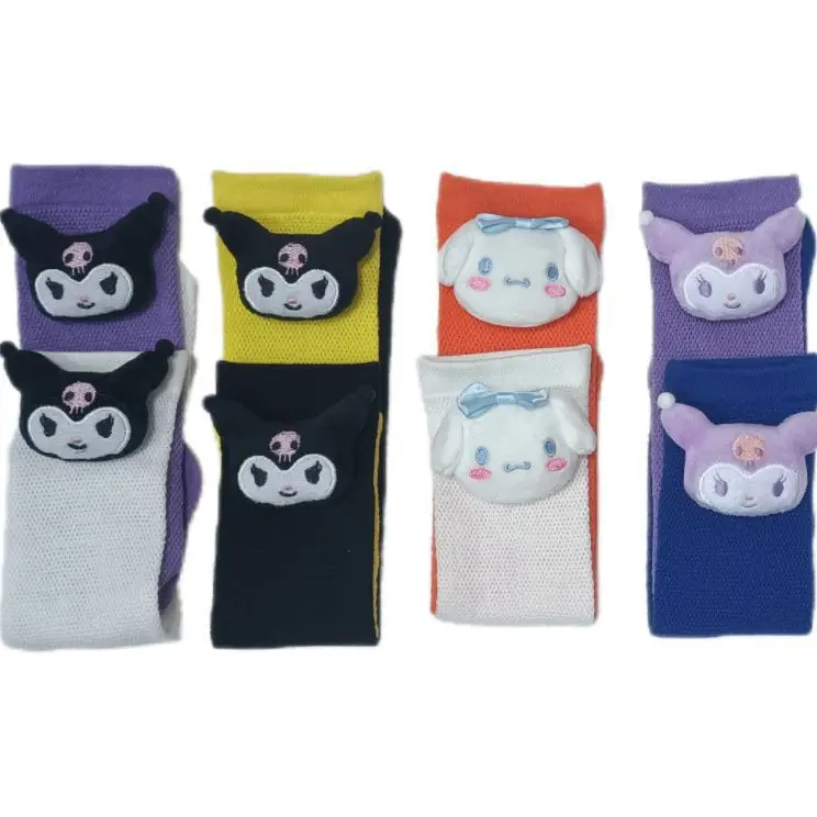 Cute Sanrio Anime Kuromi Midtube Socks Kawaii Cinnamoroll Cinnamoroll Plush Doll Thin Mesh Ventilate Socks for Girls Gift