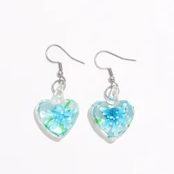 Qianbei Womens 2025 Handmade Noctilucent Heart Murano Lampwork Glass Mix Color Women Flower Glass Earrings Summer Vocation gift