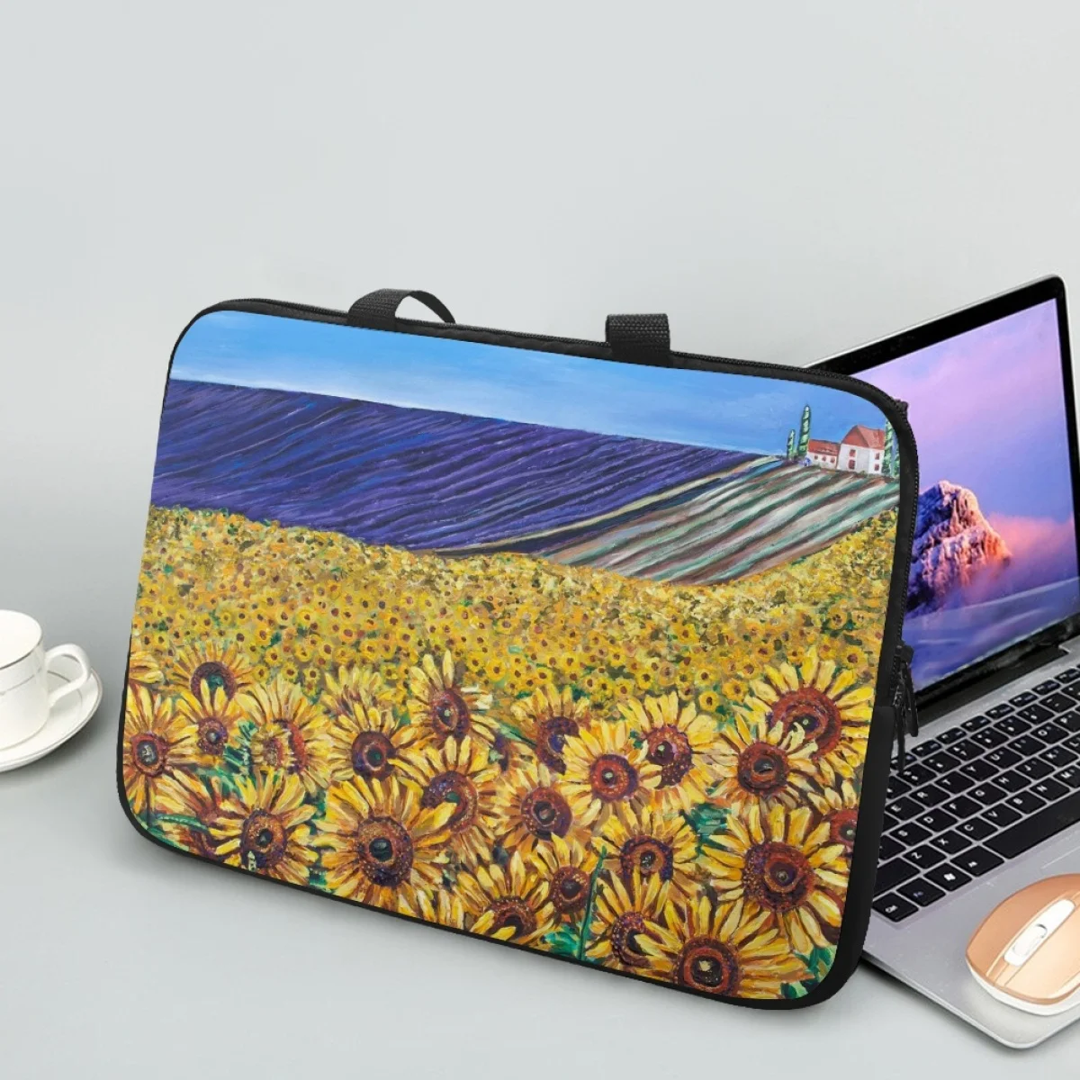 Sunflower Oil Painting Laptop Case High Quality Portable Handle Travel Tablet Bag for 10 12 13 15 17Inch Computer Accessories