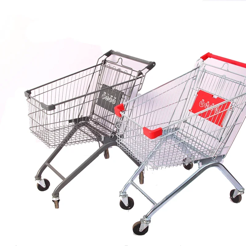 European Style Supermarket Metal Truck Shopping Trolley With Four Wheels