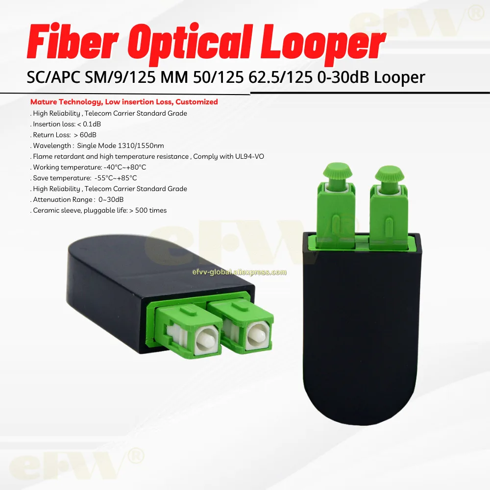 1pc Sc/apc Fiber Optic Looper Single Mode 9/125 Multi Mode 50/125 62.5/125 1-30db Customization