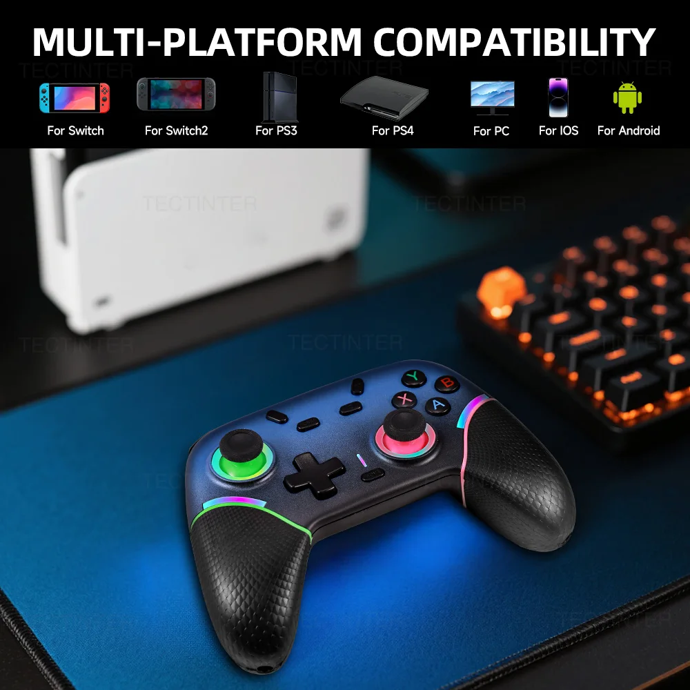 Controlador inalámbrico Bluetooth para Nintendo Switch 2/PS3/PS4 consola Gamepad para Android/IOS teléfono inteligente PC Joystick Controle