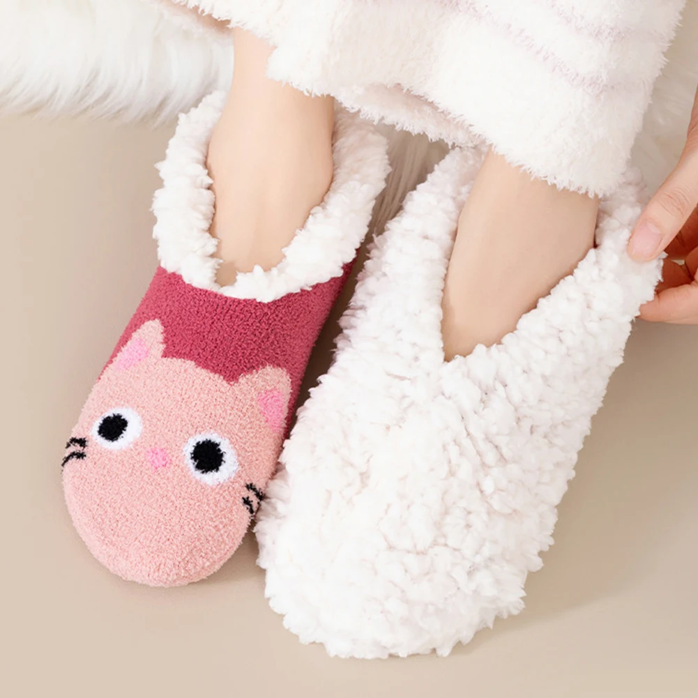 Christmas Plush Socks Fluffy Home Socks Thickened Non-Slip Floor Socks Winter Socks Shoes for Living Room Bedroom