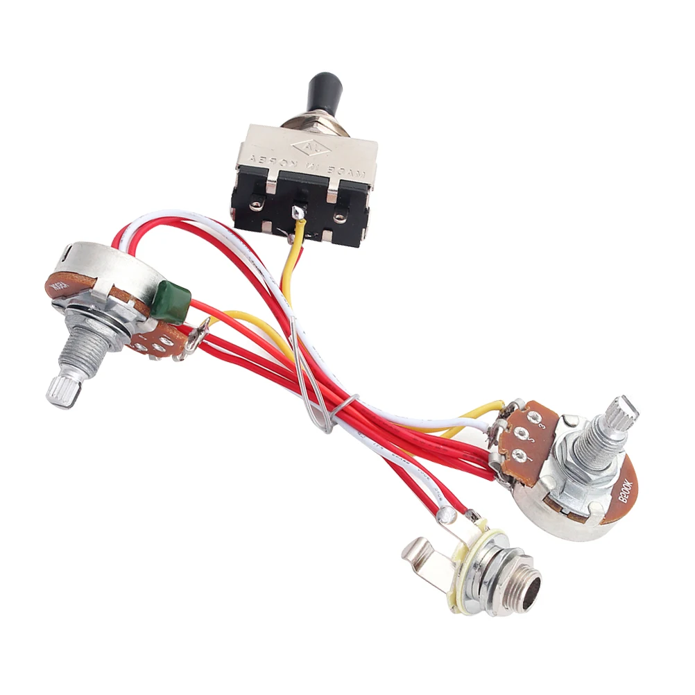 

Potentiometer Black Button 3 Way Toggle Volume Tone Wiring Harness Guitar Electric Kit