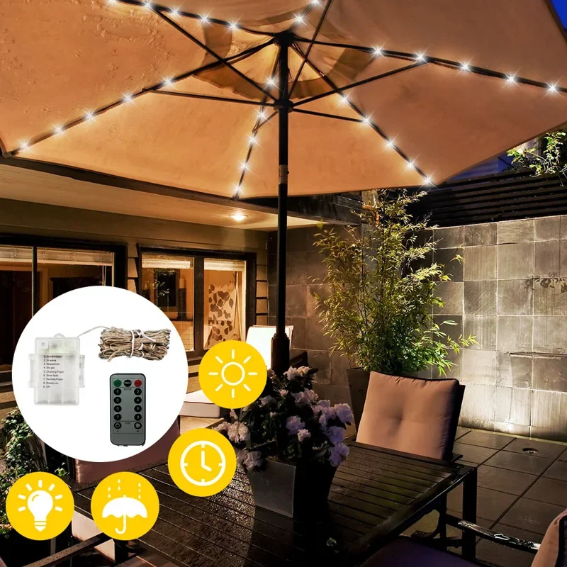 

104 LED Garden Umbrella light Outdoor Waterproof IP67 String Lights Light Sensor Control Garden Decorative Lamp