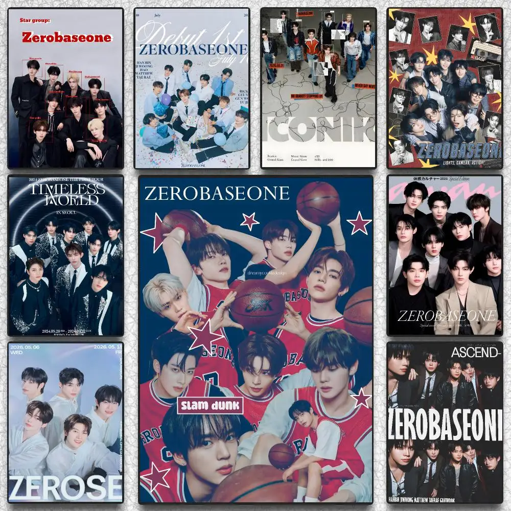 ZEROBASEONE K‑Pop Group Modern Idol Poster Self-adhesive Advanced Aesthetic Printing Paper Wall Art for Living Room Home Decor
