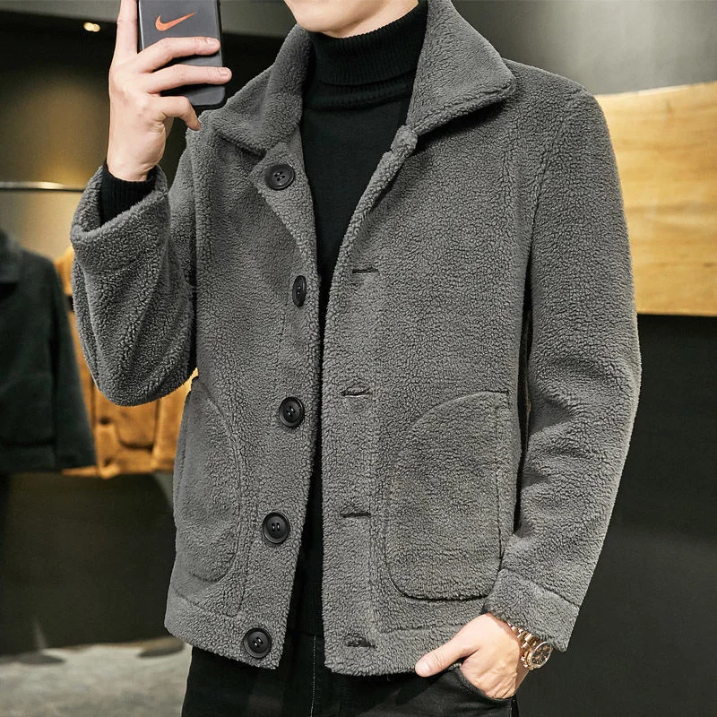 M-8XL 2022 Winter New Lamb Wool Coat Lapel Loose Warm Men Outerwear Fashion Casual Thicken Male Can Be Worn On Both Sides Jacket