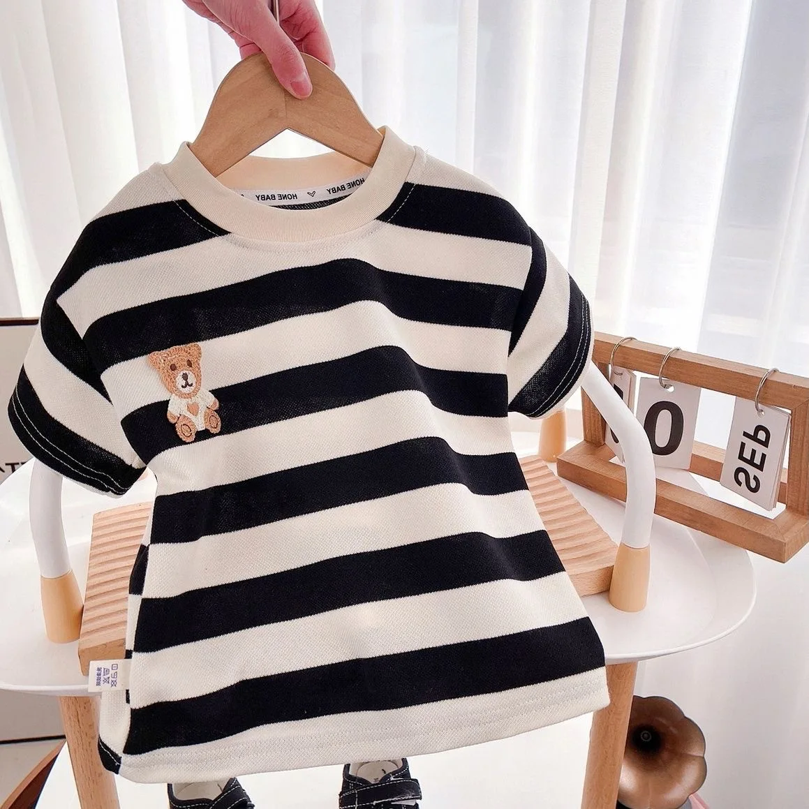 Summer Children Sets Boys Girls Short-sleeved Striped T-shirt +Shorts Set Babies Fashion Round Neck Tracksuits Kids Sport Suits image 2