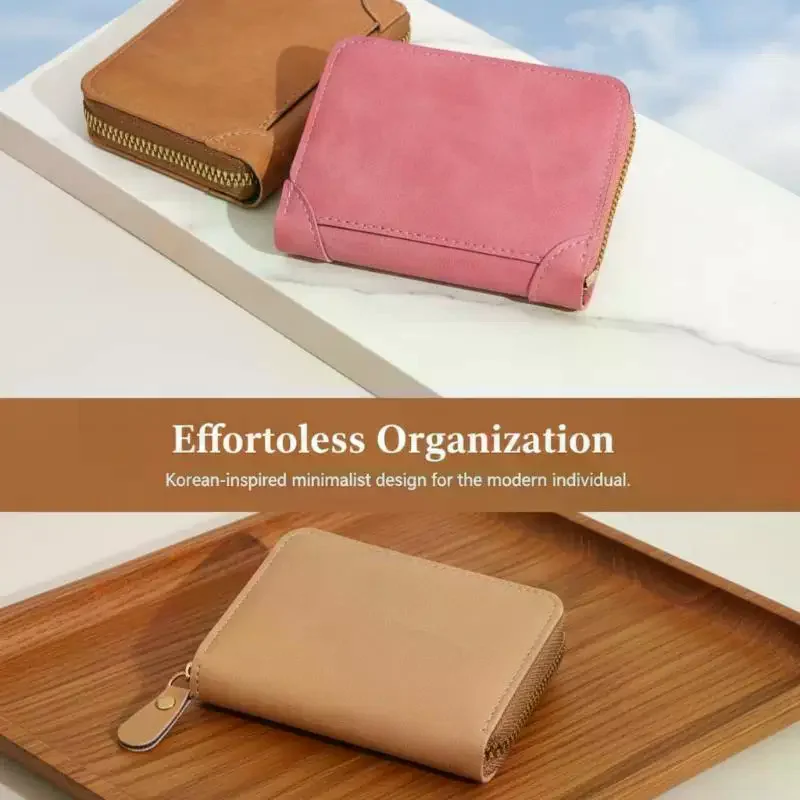 1Pcs Short Organ Card Bag Men's Leather Zipper Wallet Large Capacity Multi-card Holder Wallets Coin Cash Purse