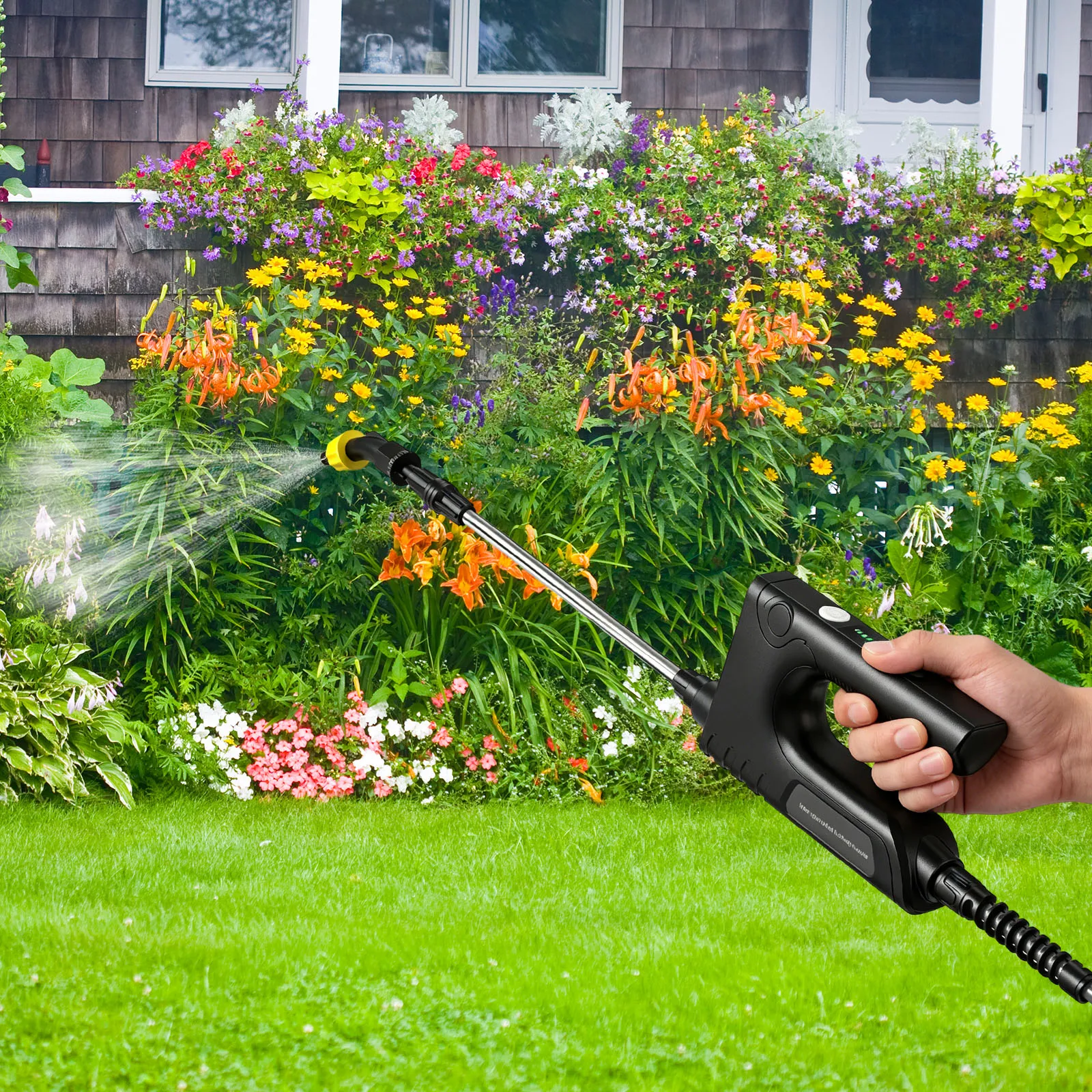Battery Powered Sprayer Wand Battery Indicator Garden Sprayer Telescopic Wand for Lawn Care Fertilizing Watering Gradens Use