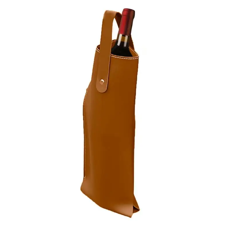 Leather Wine Carrier Tote Reusable Grocery Bags For Travel Camping And Picnic Perfect Wine Protective Bag Reusable Wine Bag