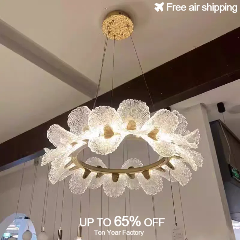 

LED Modern Luxury Acrylic Petal Shaped Shade Ceiling Pendant Lamp for Dining Room Home Decoration Hanging Light Fixture