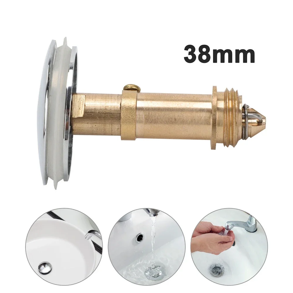 Achieve a Leak proof Seal with Chrome Sink Push Button Click Clack Plug+Spring Bolt for 38mm Tap Up Basin Waste