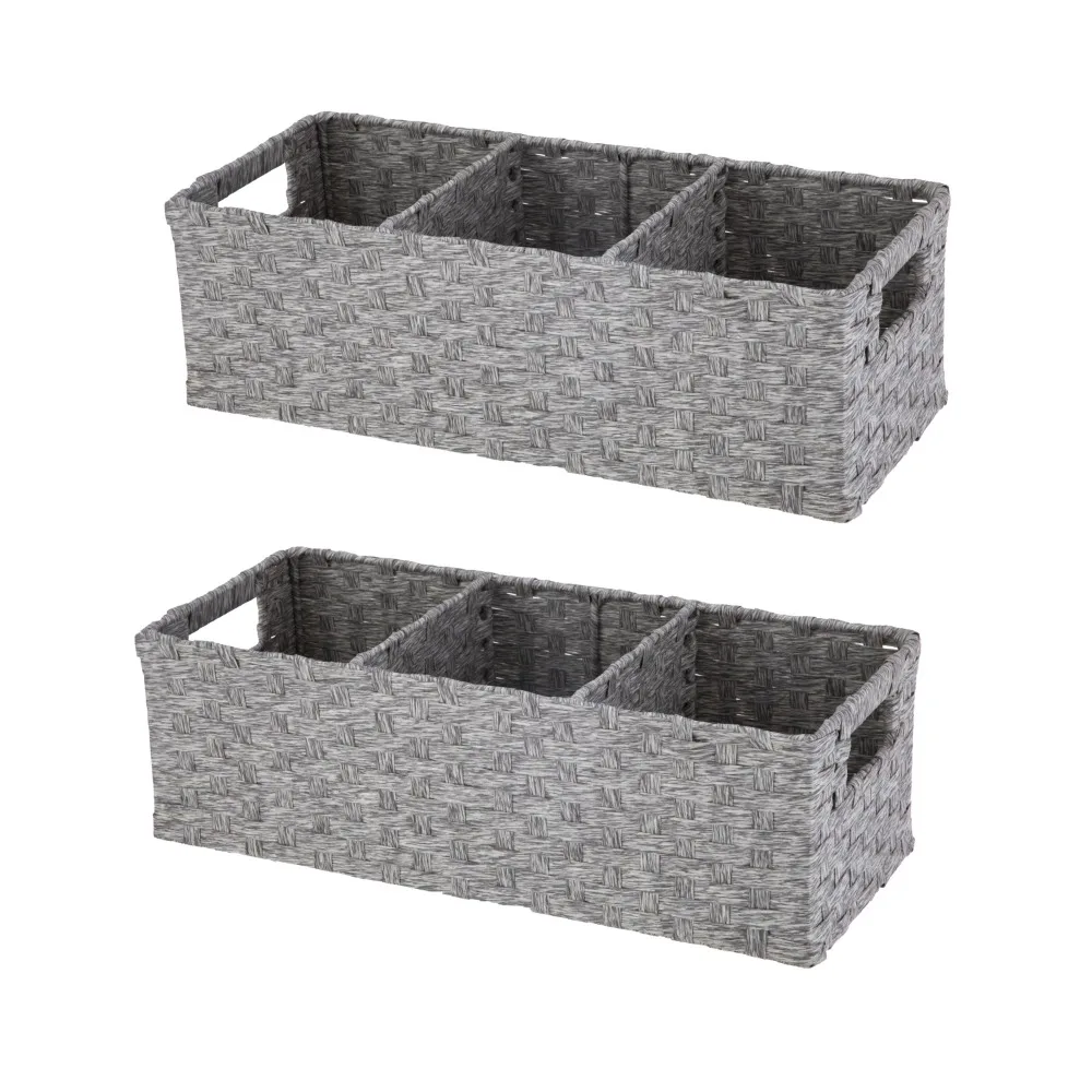 

3 Compartment Storage Basket Set With Handles