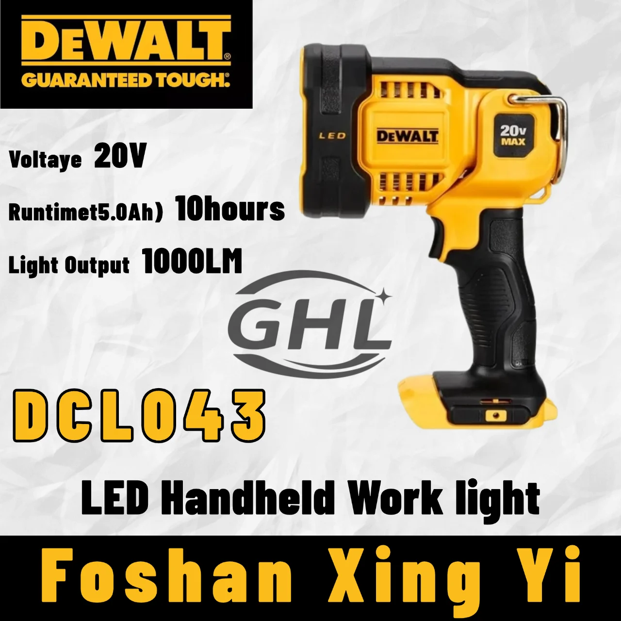 

DEWALT DCL043 20V Jobsite LED Spotlight Bulb High Brightness 90 Degree Pivoting Head Work Light Tool Only Hands-Free Operation