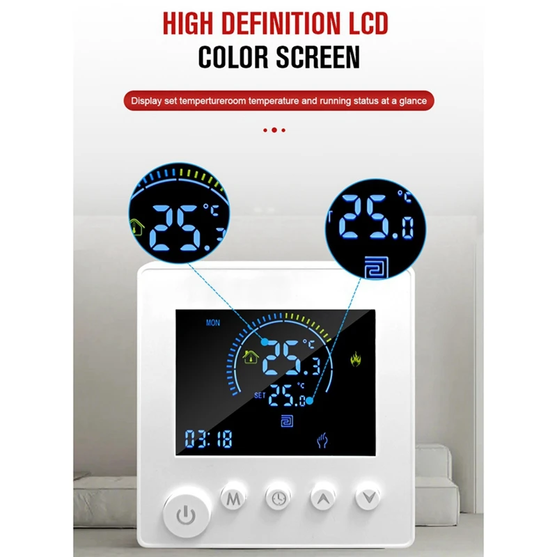 TUYA Thermostat Temperature Controller Water Electric Floor Heating TRV Digital LCD Display Wall Mounted