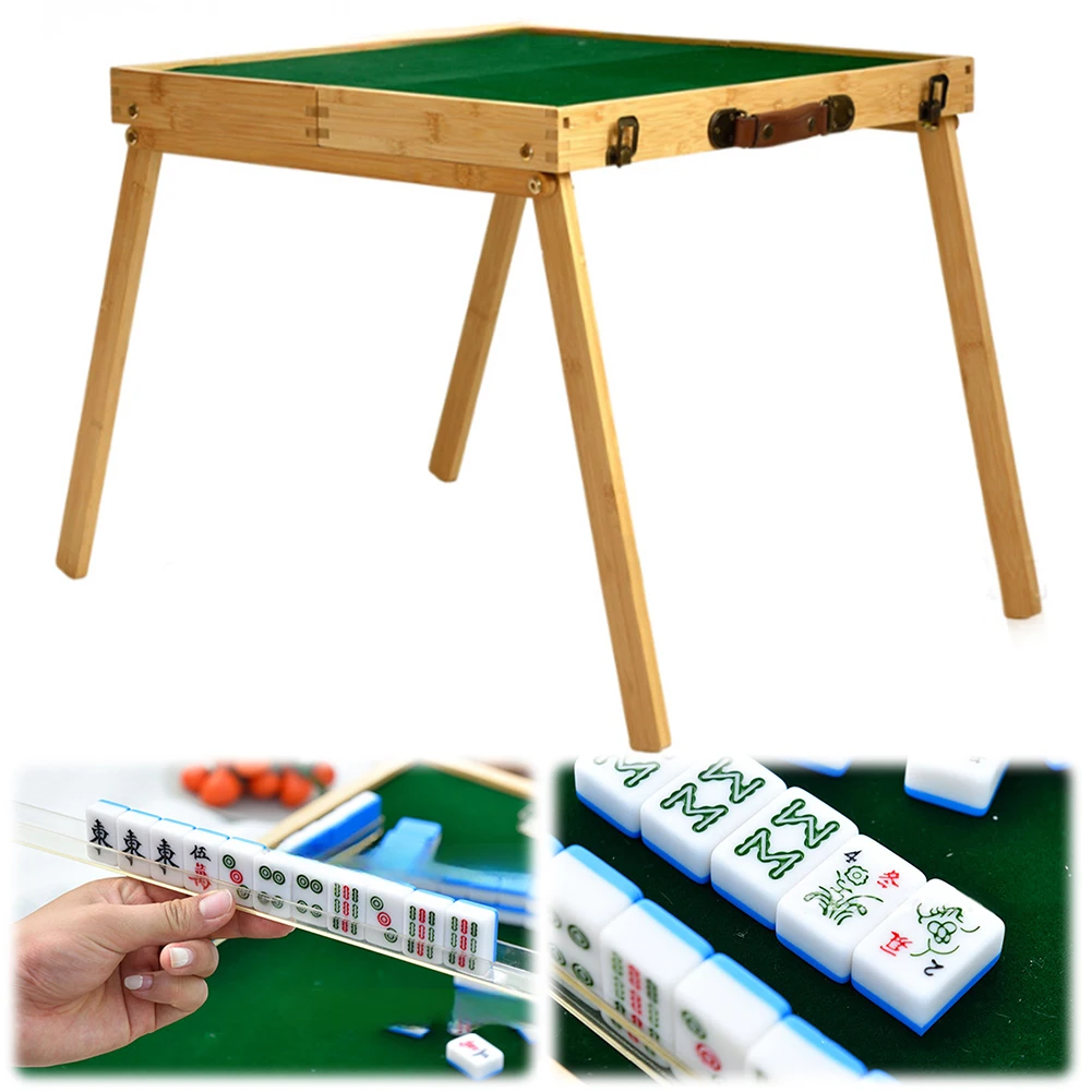 Mini Mahjong Table Portable Folding Travel Dormitory Outdoor Household Poker Mahjong Table Set Chinese Traditional Game Kits