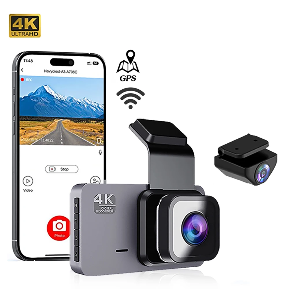 Car DVR WiFi GPS Dash Cam Rear View Reversing Car Camera 4K 2160P Car Video Recorder Auto Parking Monitor Night Vision Black Box