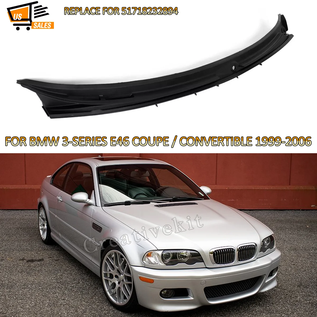 

For BMW 3 Series E46 Coupe 1999-2006 Windshield Wiper Cover Vent Cowl Grille Panel Left Hand Driver 1 Set Magickit