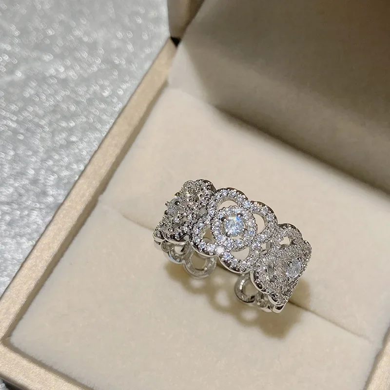 MDLFES مويسان الماس نمط مجوهرات خاتم رائع مطلية بالذهب أوروبا والولايات المتحدة البنصر الحي