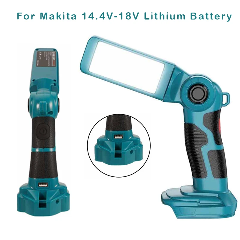 For Makita 14.4V-18V Lithium Battery Indoor Outdoor Spotlight Portable outdoor Flashlight 12W LED Work Light With USB