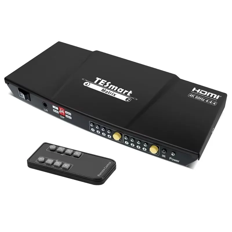 

Матричный коммутатор HDMI 4x2 4K 60 Гц с аудиоэкстракцией L/R AUX, аудиовыход, видеопереключатель, разветвитель