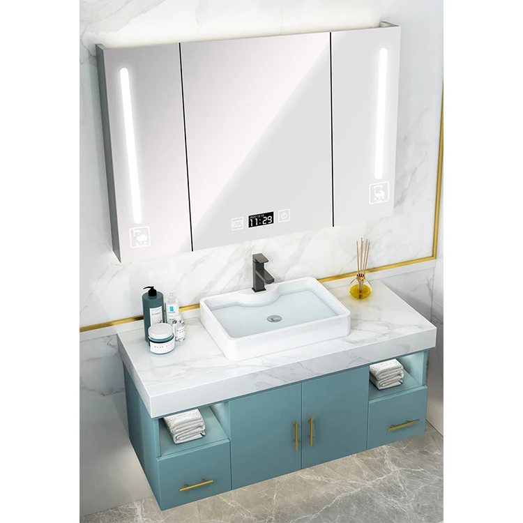 60 Inch Blue American Style Fashionable Bathroom Vanity Cabinets For Living Room